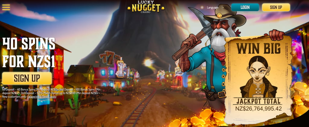 Lucky Nugget Casino — 40 Spins for a Single Dollar bonus banner